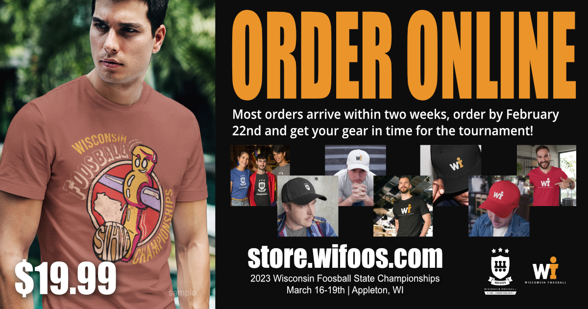 Wisconsin Foosball Organization Get your Wisconsin Foosball apparel